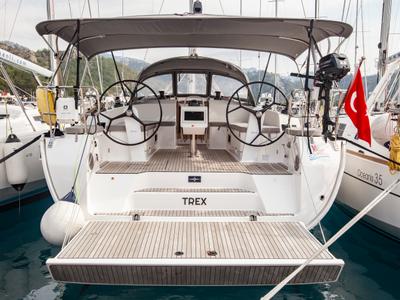 Deck of Trex, a Bavaria Cruiser 46 sailboat at Marmaris, Turkey