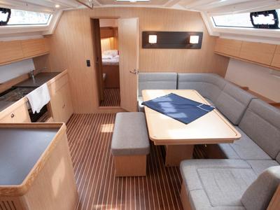 Salon of Trex, a Bavaria Cruiser 46 sailboat at Marmaris, Turkey