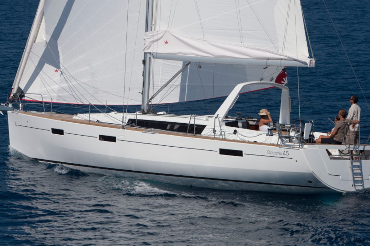 Exterior view of Allegria, a Beneteau Oceanis 45 sailboat at Municipal Unit of Lefkada, Greece