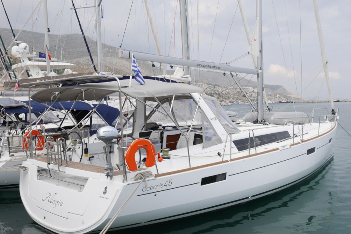 Exterior view of Allegria, a Beneteau Oceanis 45 sailboat at Municipal Unit of Lefkada, Greece