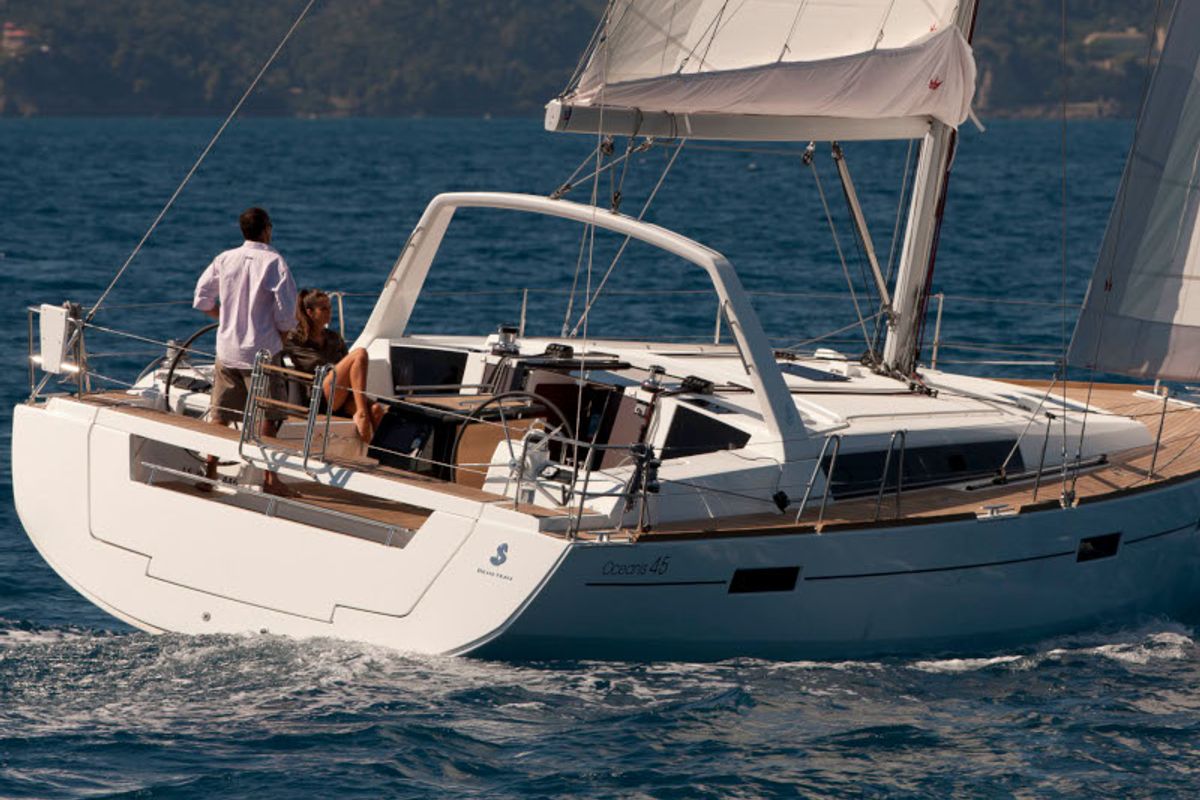 Exterior view of Allegria, a Beneteau Oceanis 45 sailboat at Municipal Unit of Lefkada, Greece