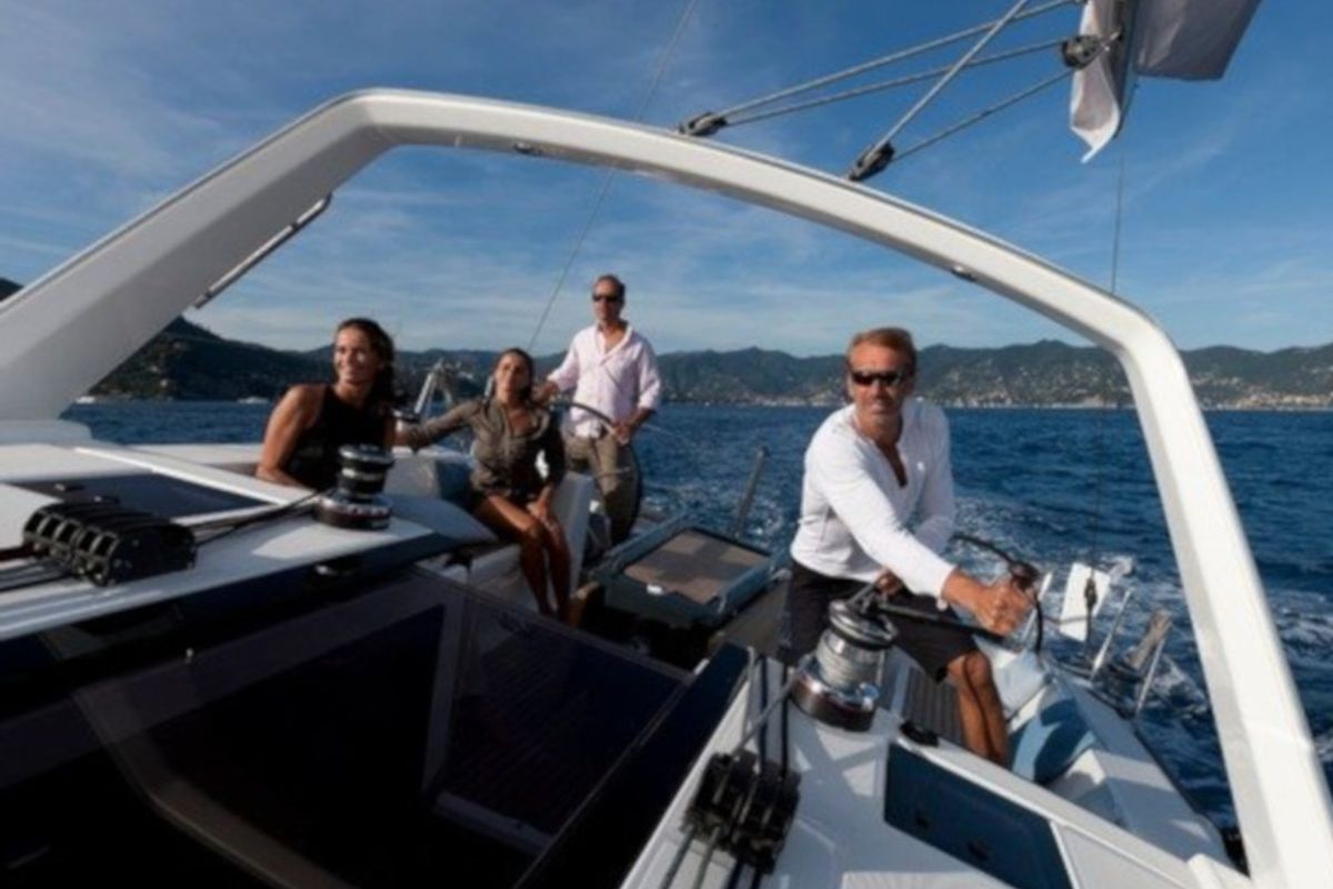Deck of Allegria, a Beneteau Oceanis 45 sailboat at Municipal Unit of Lefkada, Greece
