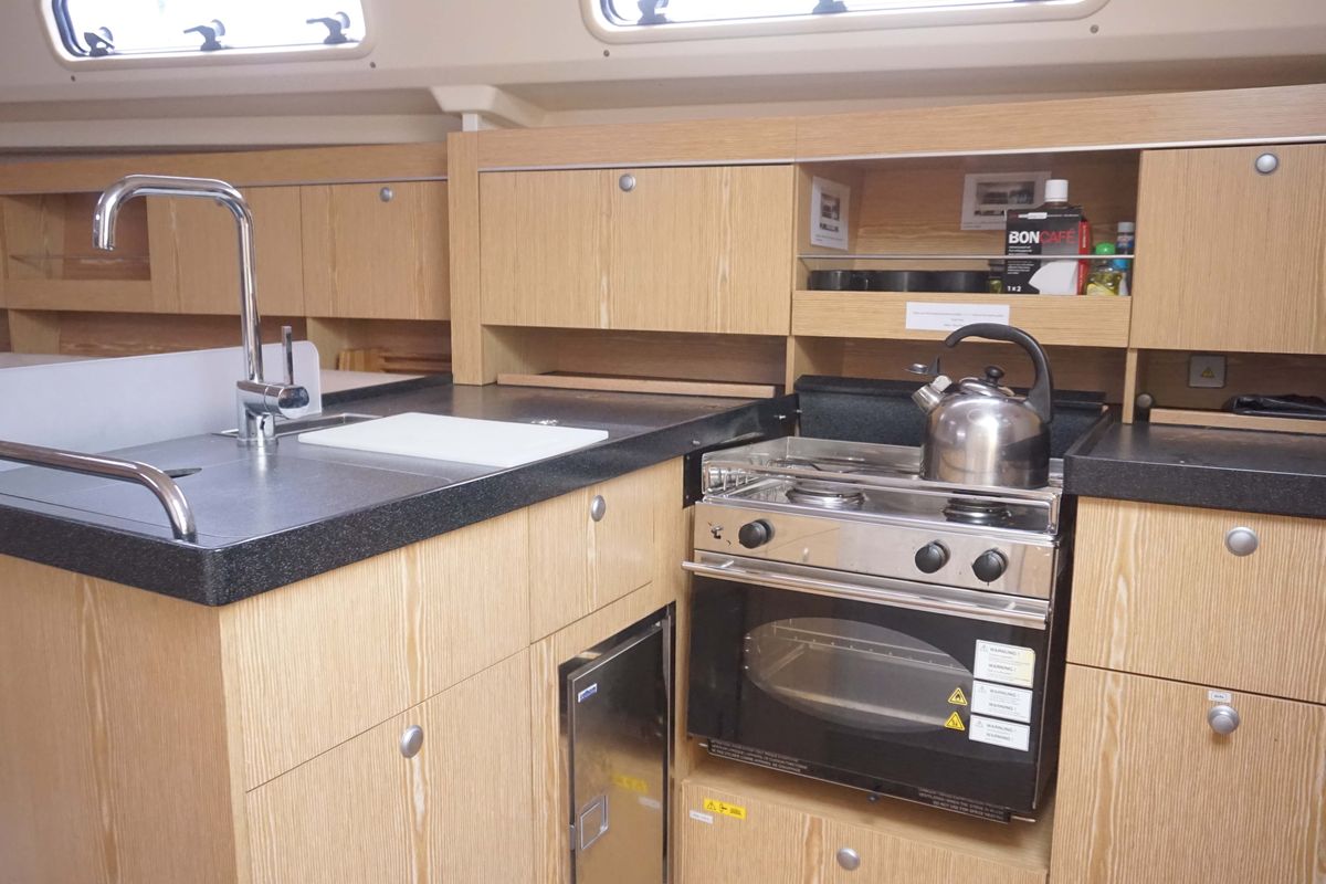 Galley of Iyarada, a Hanse Yachts Hanse 385 sailboat at Mai Khao, Thailand