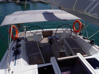 Cockpit of Iyarada, a Hanse Yachts Hanse 385 sailboat at Mai Khao, Thailand