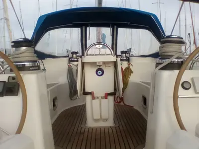 Cockpit of Xenia, a Ocean Star 51.1 sailboat at Municipal Unit of Lefkada, Greece
