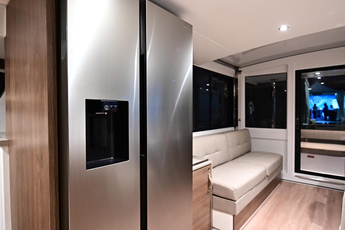 Galley of Arche VI, a Bali 4.6 catamaran at Salerno, Italy