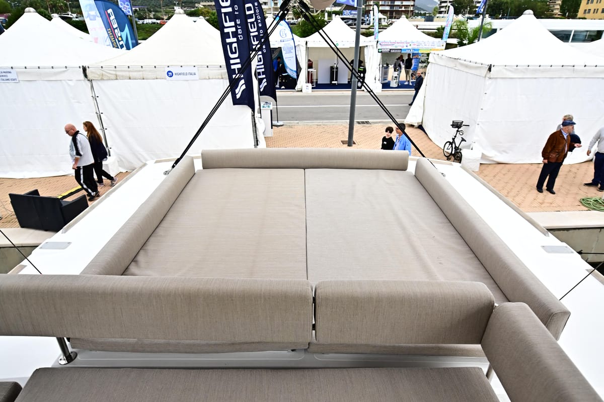 Deck of Arche VI, a Bali 4.6 catamaran at Salerno, Italy