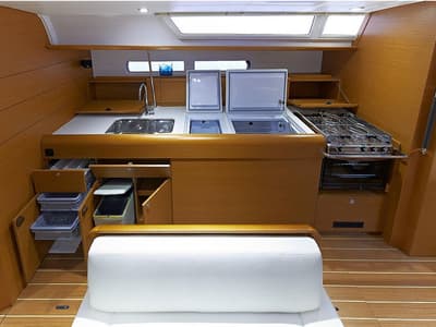 Galley of Joy, a Beneteau Oceanis 48 sailboat at Kontokali, Greece