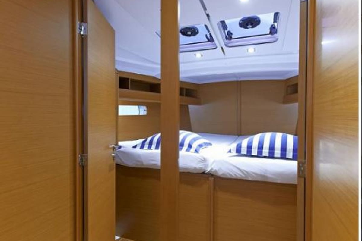Cabin on Joy, a Beneteau Oceanis 48 sailboat at Kontokali, Greece