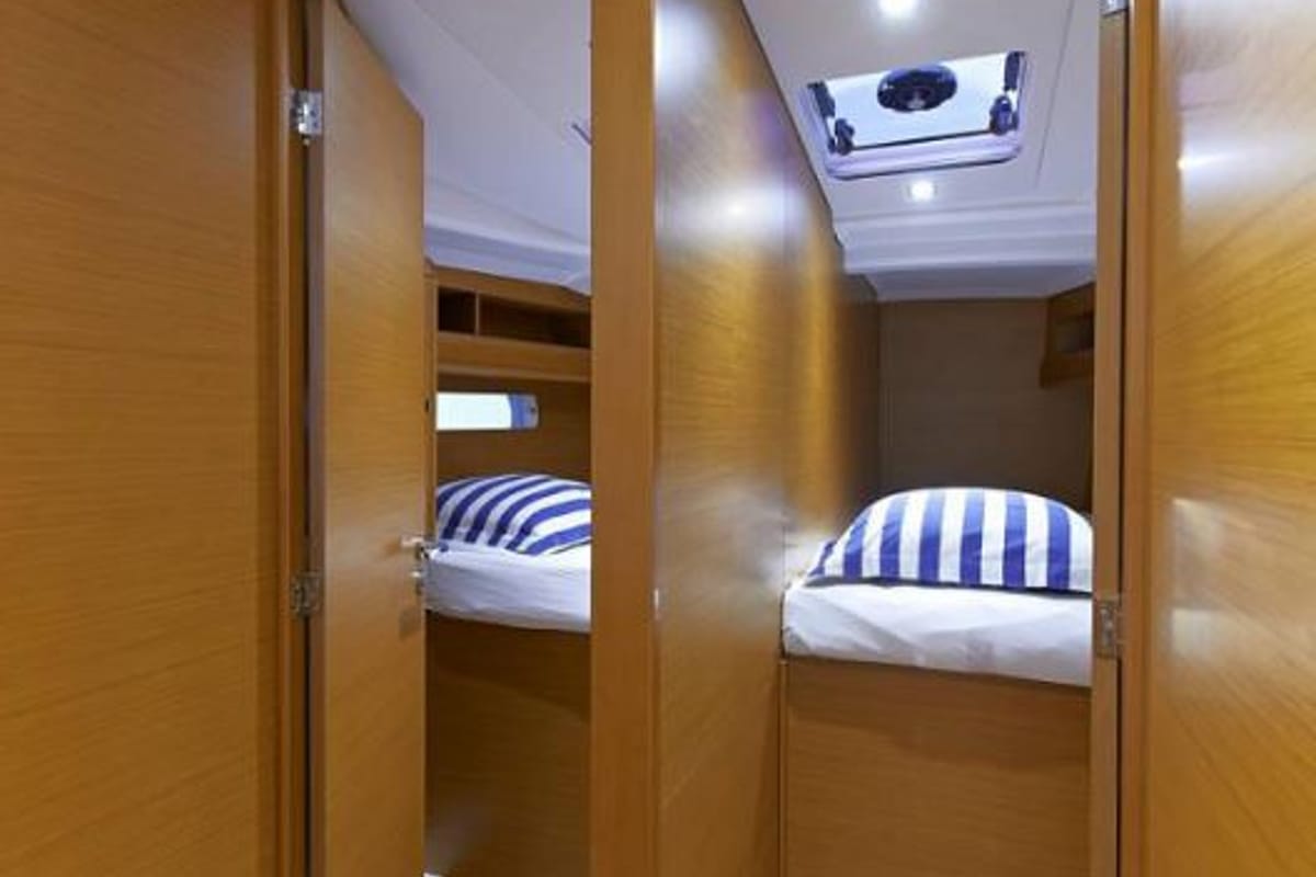Cabin on Joy, a Beneteau Oceanis 48 sailboat at Kontokali, Greece