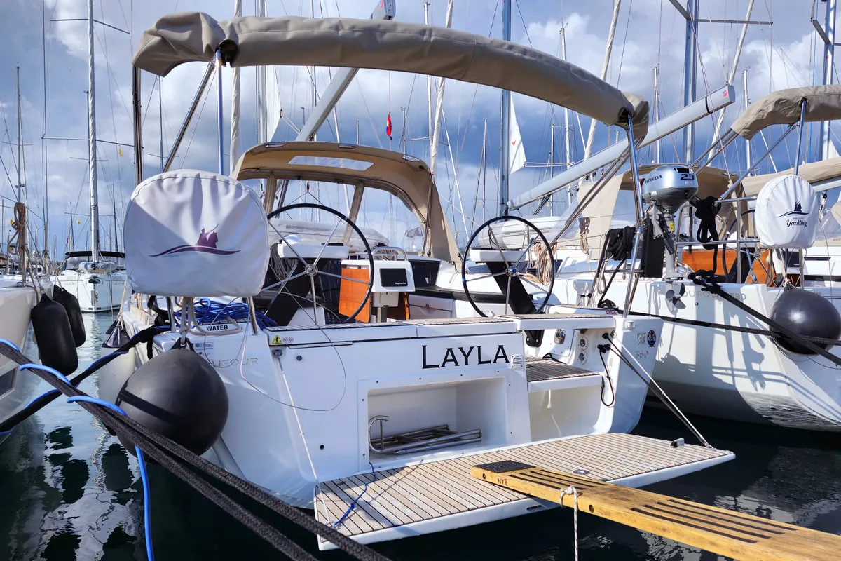 Exterior view of Layla, a Dufour 360 GL sailboat at Općina Rogoznica, Croatia