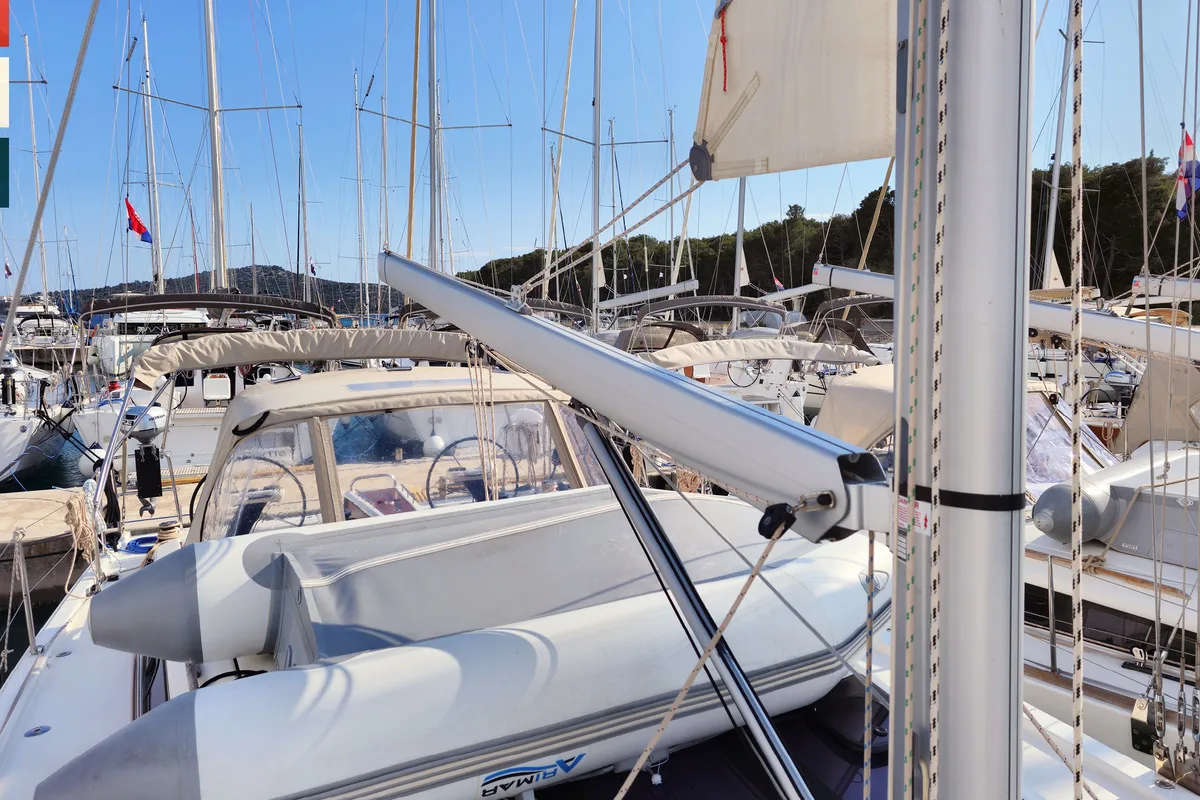 Deck of Layla, a Dufour 360 GL sailboat at Općina Rogoznica, Croatia