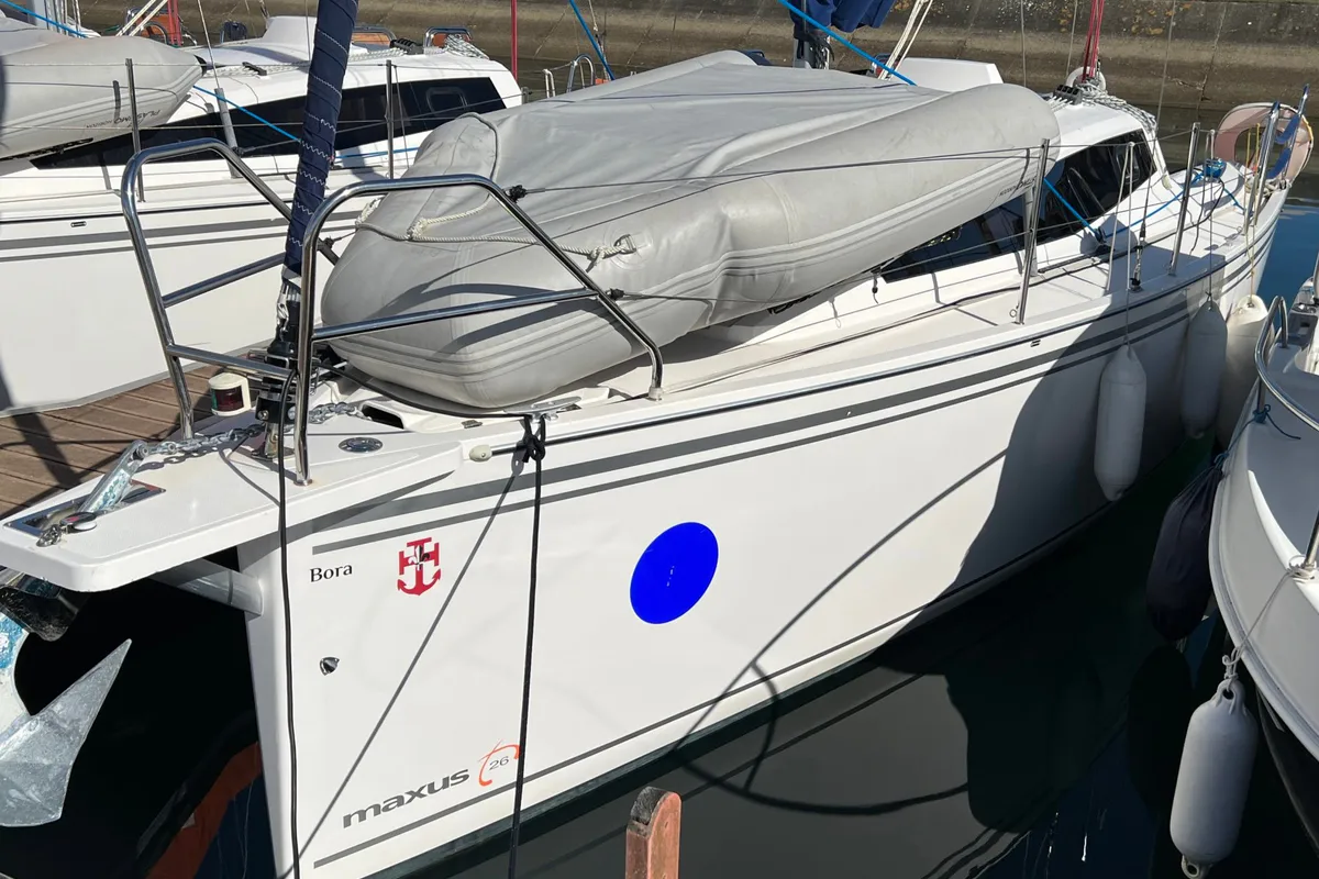 Exterior view of Bora, a Northman Maxus 26 Standard sailboat at Port Navalo, France