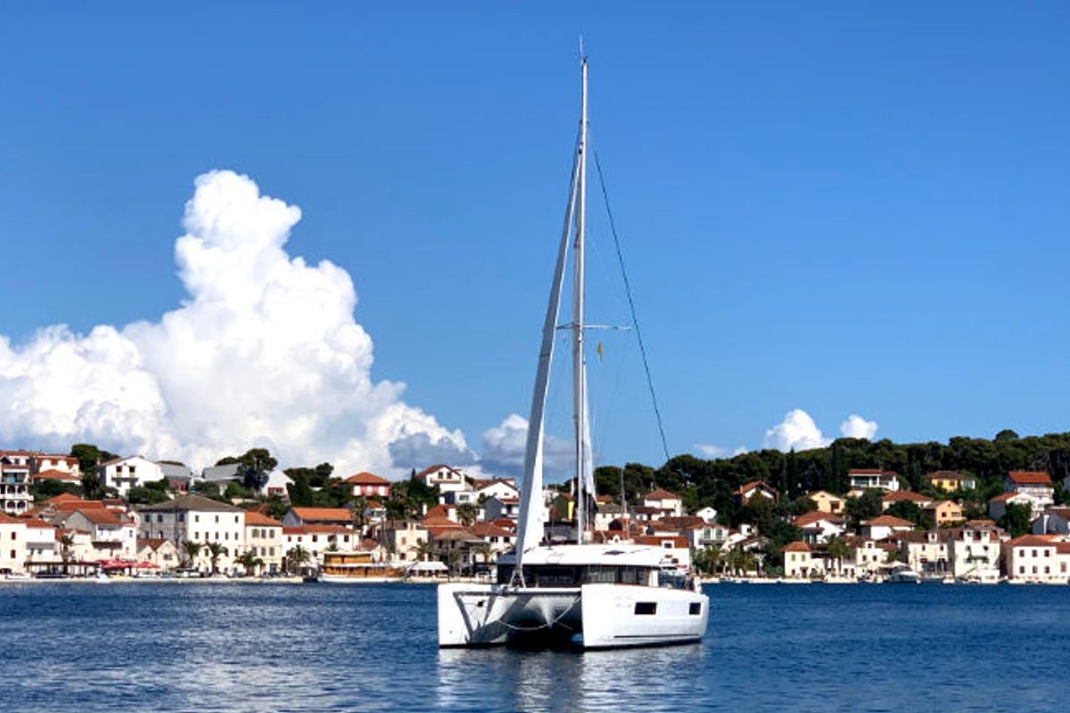 Exterior view of Balance 69, a Lagoon 40 catamaran at Općina Rogoznica, Croatia