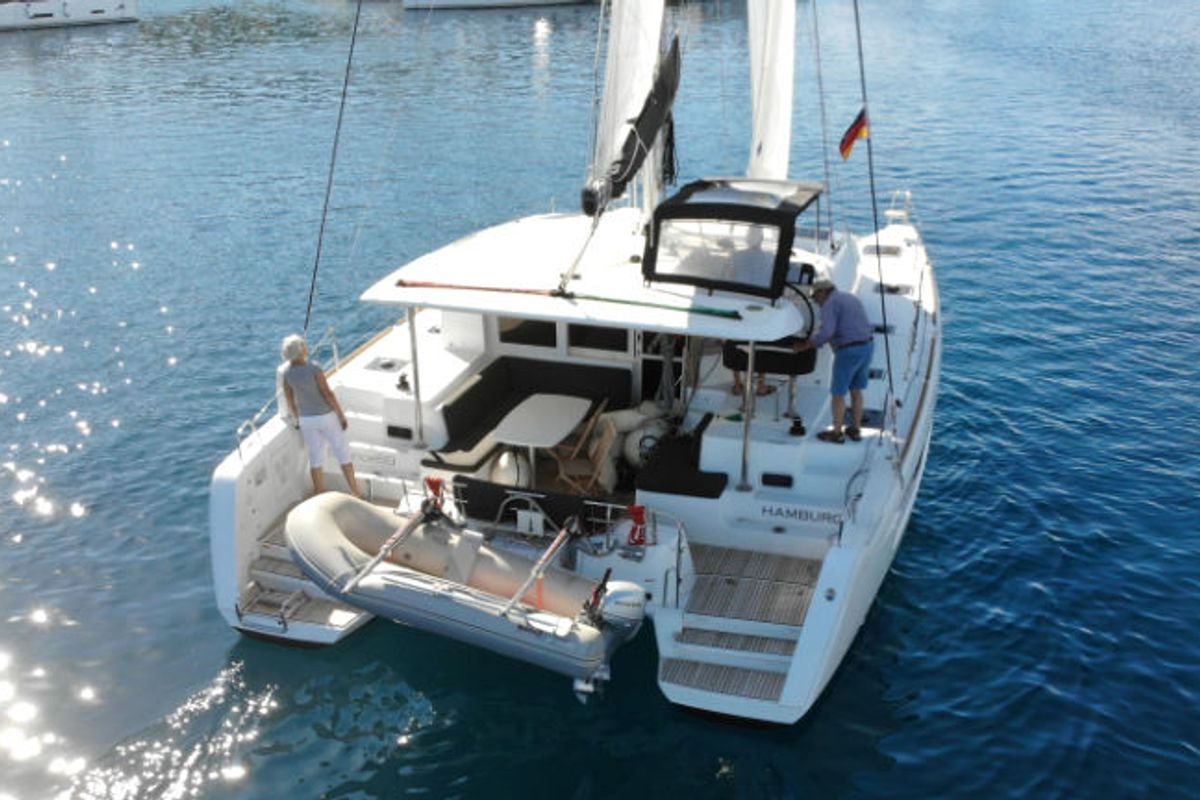 Deck of Balance 69, a Lagoon 40 catamaran at Općina Rogoznica, Croatia