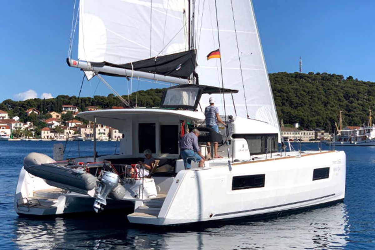 Exterior view of Balance 69, a Lagoon 40 catamaran at Općina Rogoznica, Croatia