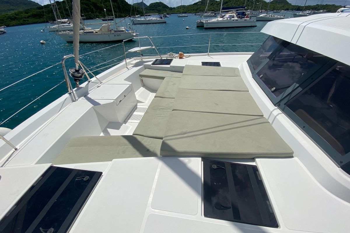 Deck of Mosta, a Bali Catspace catamaran at Alameda, United States