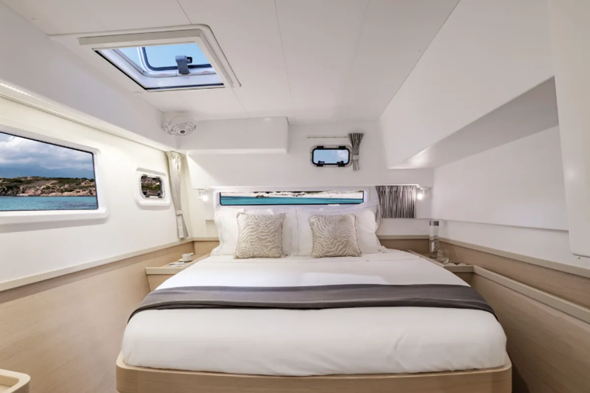 Cabin on Ayza, a Lagoon 42 catamaran at Fethiye, Turkey
