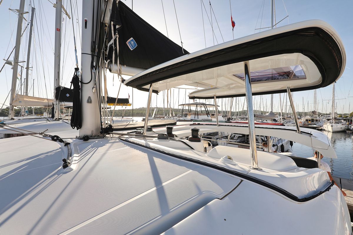 Deck of Sapphire, a Lagoon 42 catamaran at Grad Vodice, Croatia