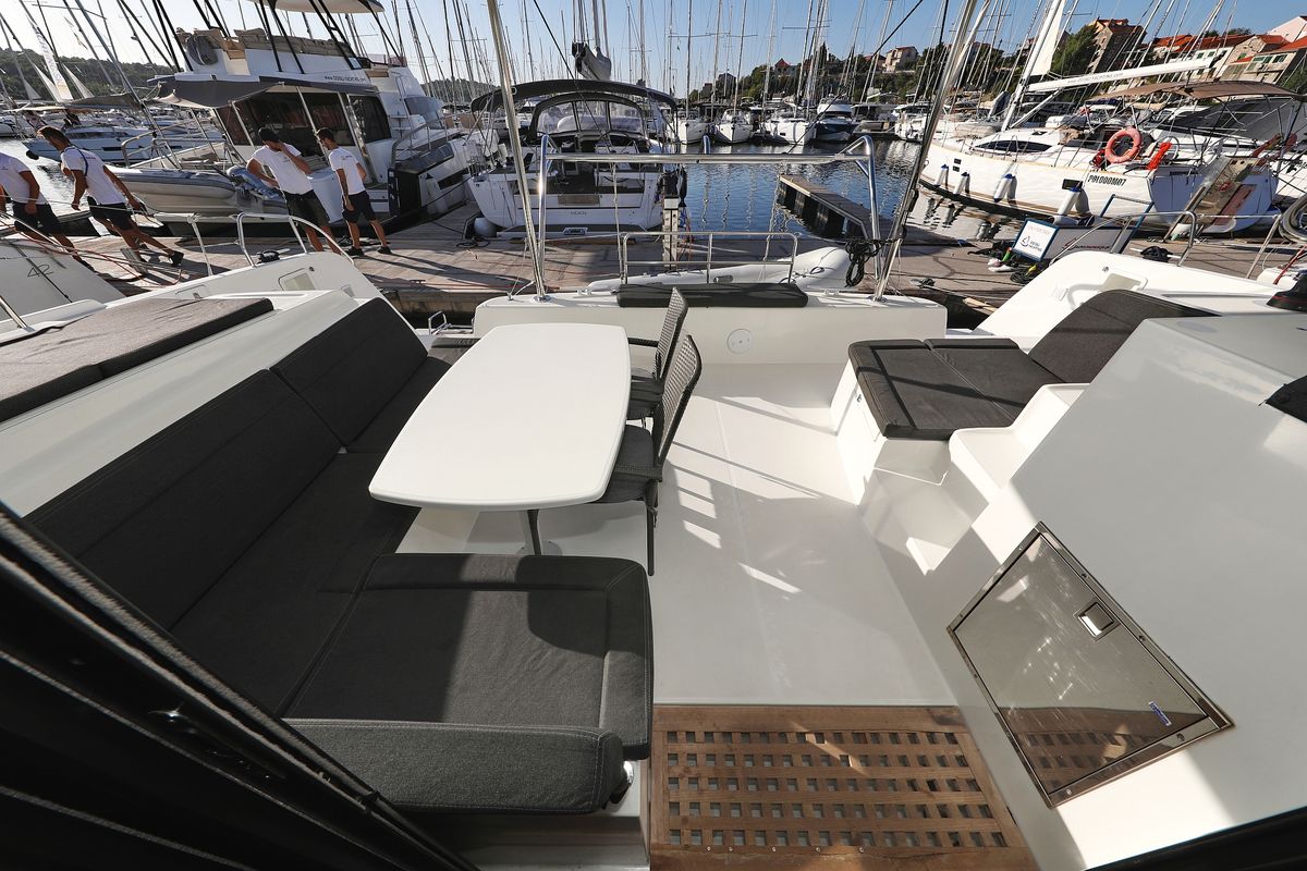 Deck of Sapphire, a Lagoon 42 catamaran at Grad Vodice, Croatia