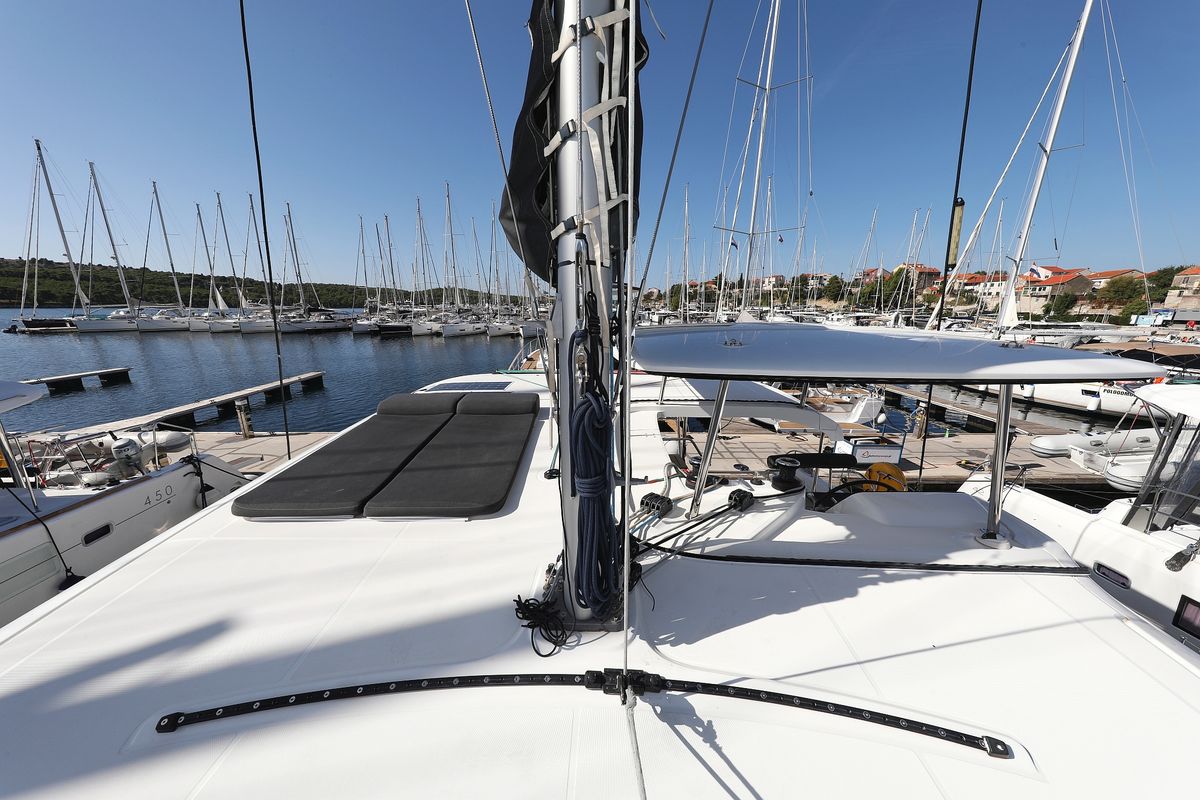 Deck of Sapphire, a Lagoon 42 catamaran at Grad Vodice, Croatia