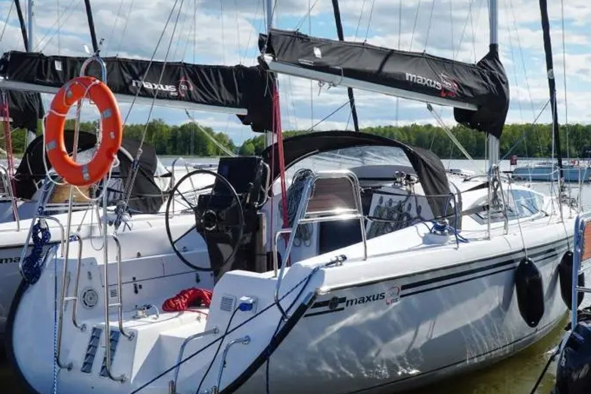 Exterior view of Zatoka Swin, a Northman Maxus 33.1 RS sailboat at Sztynort, Poland