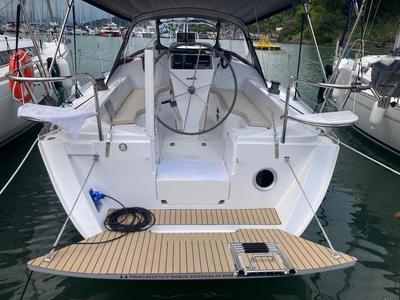 Cockpit of Ziriguidum, a Delta 36 sailboat at Paraty, Brazil