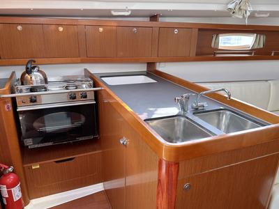 Galley of LL Skyhawk, a Beneteau Oceanis 34.2 sailboat at Grad Pula, Croatia