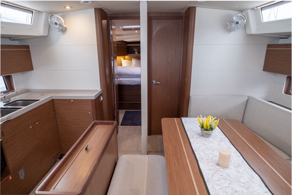 Salon of July, a Beneteau Oceanis 46.1 sailboat at Municipal Unit of Lefkada, Greece
