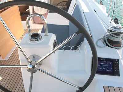 Cockpit of Under Pressure, a Beneteau Oceanis 41.1 sailboat at Palma de Mallorca, Spain