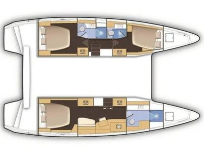 Floor plan of Bingo, a Lagoon 42 catamaran at Eden Island Marina, Seychelles