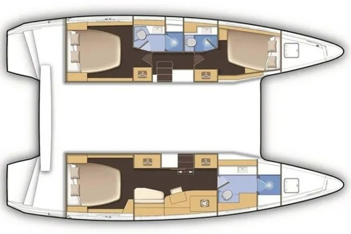 Floor plan of Bingo, a Lagoon 42 catamaran at Eden Island Marina, Seychelles
