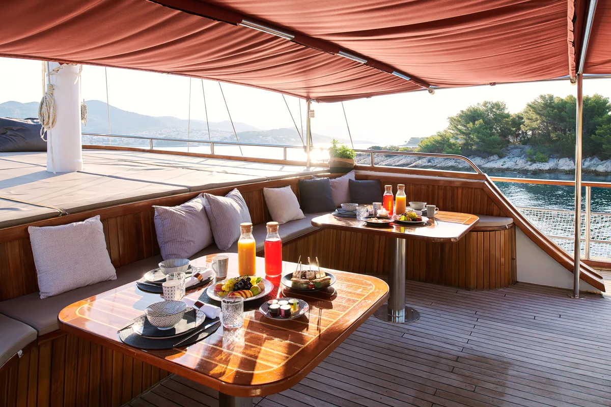 Deck of Cataleya, a Custom Made Cataleya yacht at Jesenice, Croatia