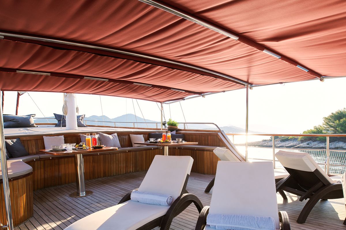 Deck of Cataleya, a Custom Made Cataleya yacht at Jesenice, Croatia
