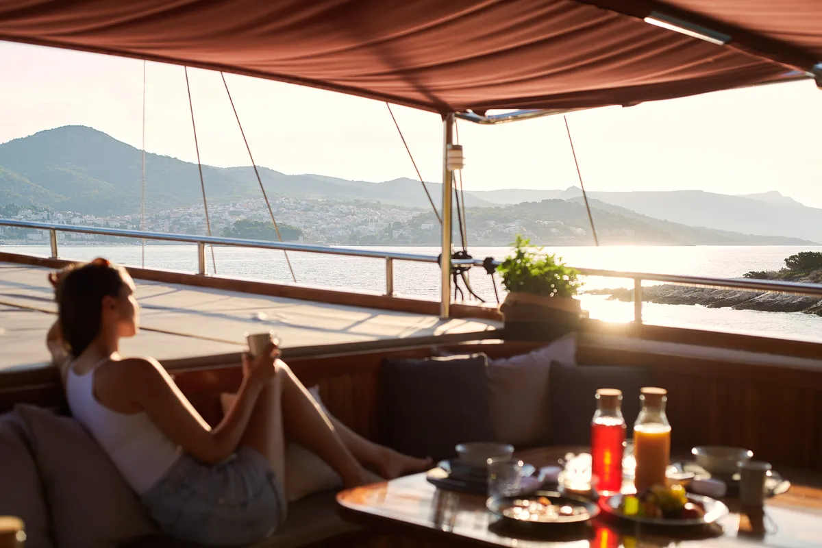 Deck of Cataleya, a Custom Made Cataleya yacht at Jesenice, Croatia