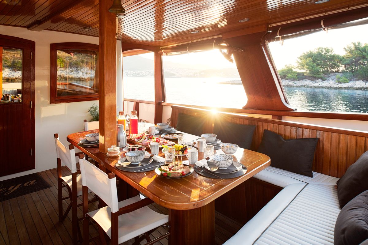 Salon of Cataleya, a Custom Made Cataleya yacht at Jesenice, Croatia