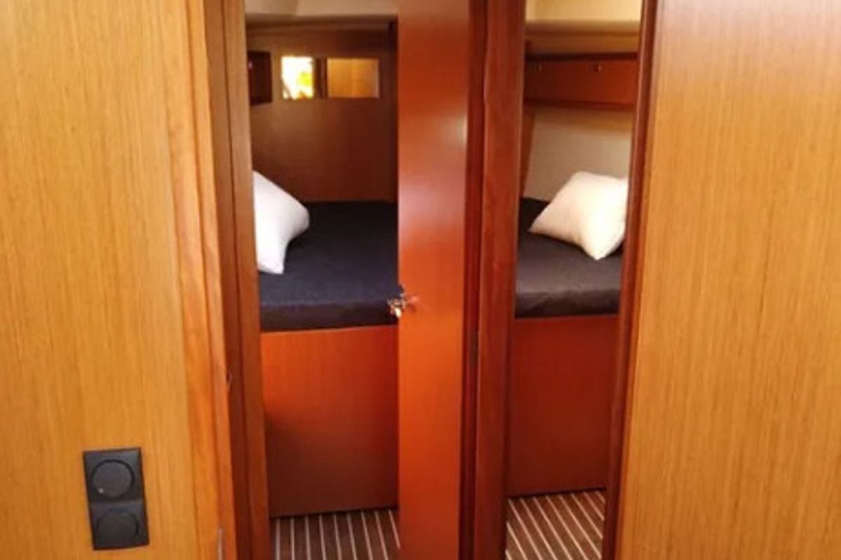 Cabin on Mojito, a Bavaria Cruiser 46 sailboat at Gouvia, Greece