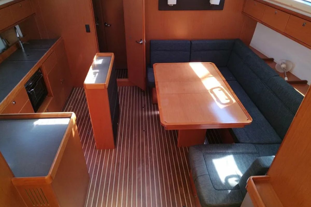 Salon of Mojito, a Bavaria Cruiser 46 sailboat at Gouvia, Greece