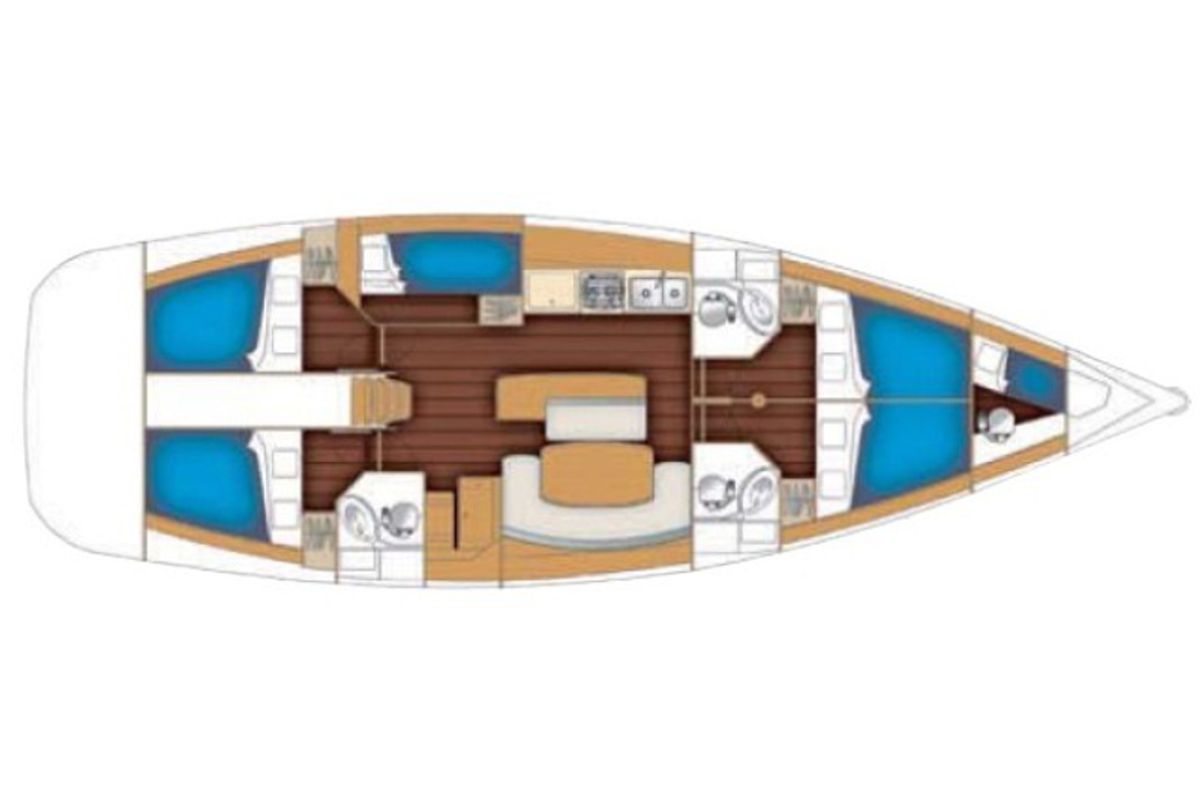 Floor plan of Orion IV, a Beneteau Cyclades 50.5 sailboat at Volos Municipality, Greece