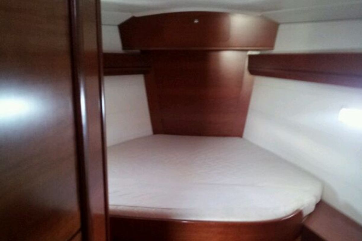 Cabin on Galatea, a Dufour 405 sailboat at Piombino, Italy