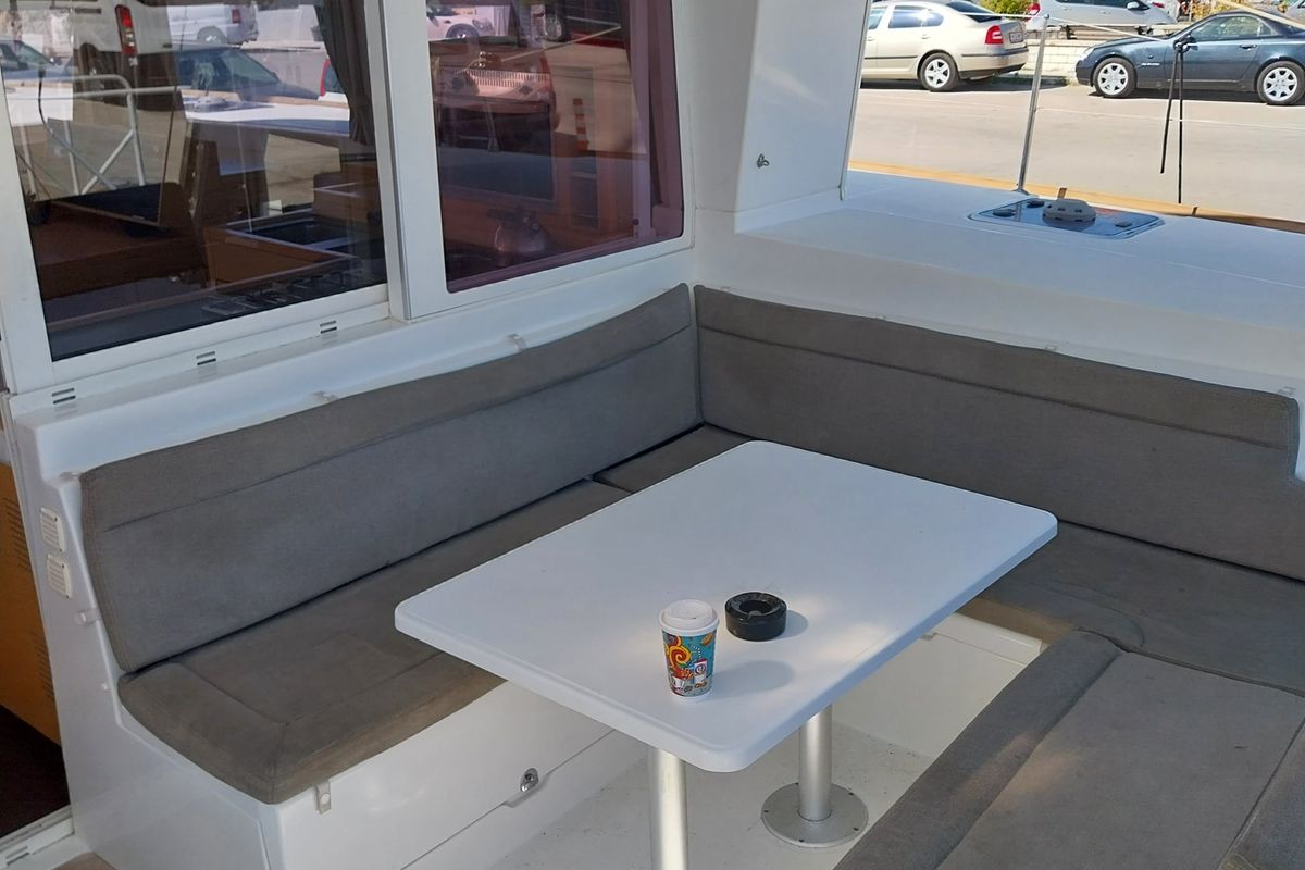Deck of Footprints, a Lagoon 400 S2 catamaran at Preveza, Greece