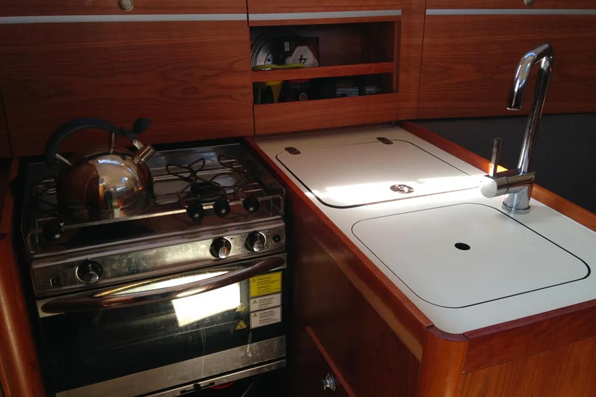Galley of Lorine, a Dehler 32 sailboat at Port Navalo, France