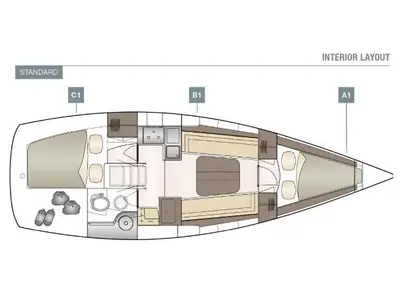 Floor plan of Lorine, a Dehler 32 sailboat at Port Navalo, France