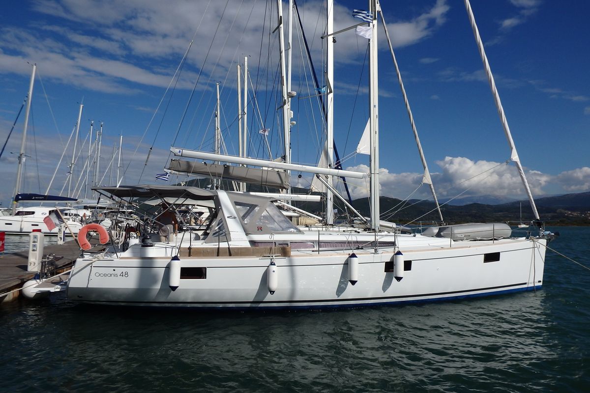 Exterior view of Oceanis 48, a Beneteau Oceanis 48 sailboat at Municipal Unit of Lefkada, Greece