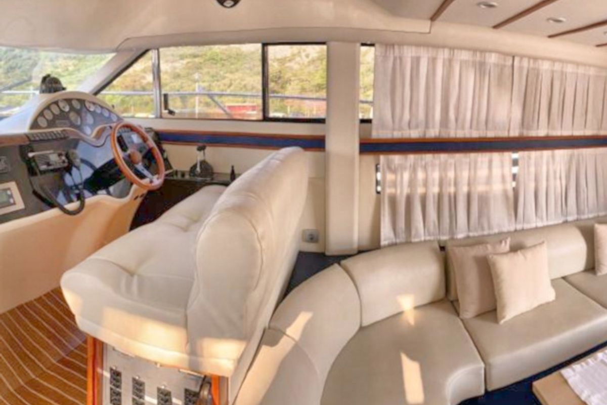 Cockpit of Julia, a Fairline Boats Fairlane Phantom 40 motorboat at Primošten, Croatia