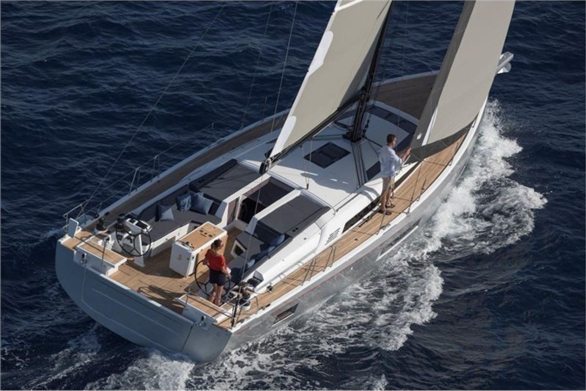 Exterior view of Alboran Moscatel, a Beneteau Oceanis 51.1 sailboat at El Rosario, Spain