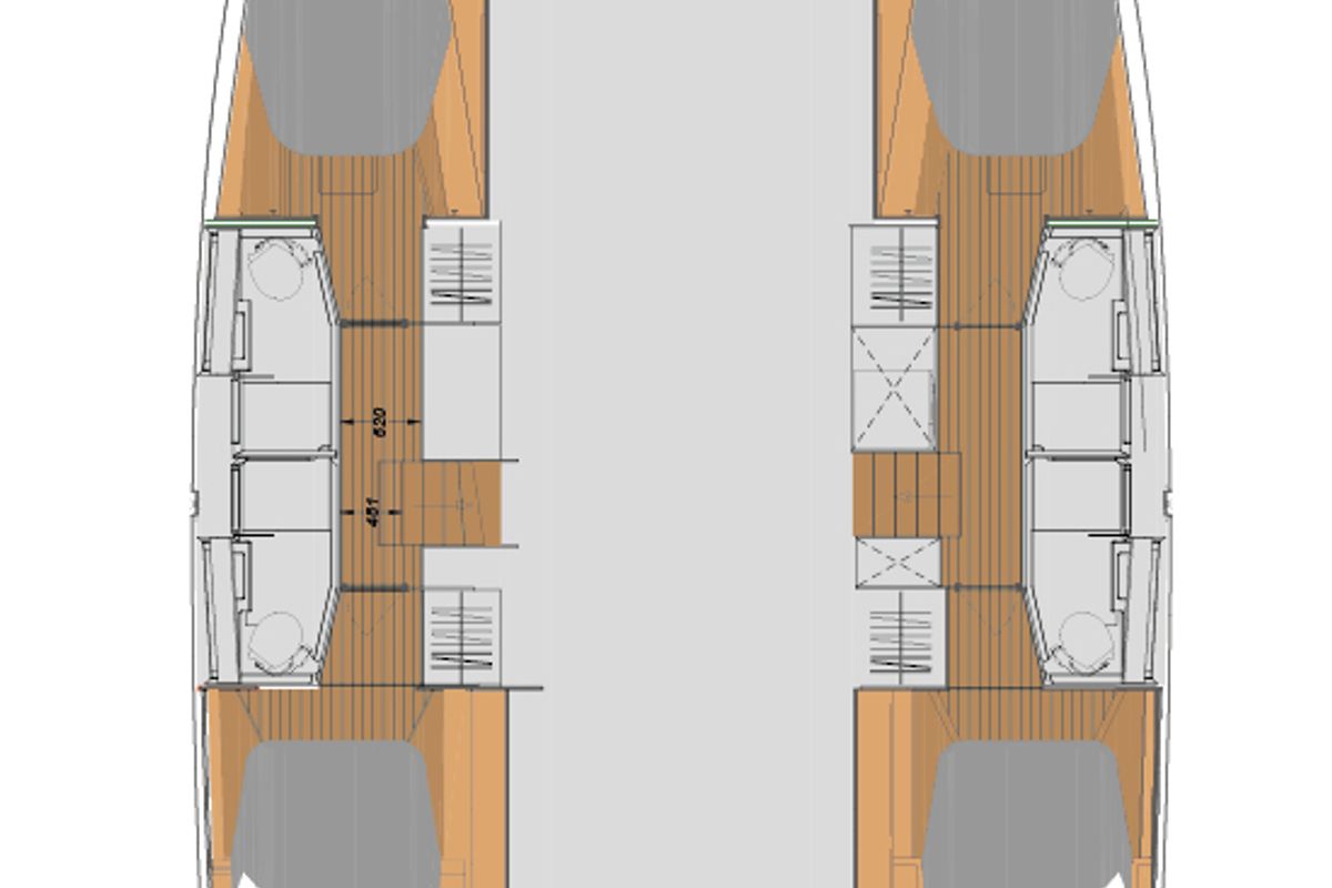 Exterior view of Mali Havana, a Fountaine Pajot Elba 45 catamaran at Stock Island, United States