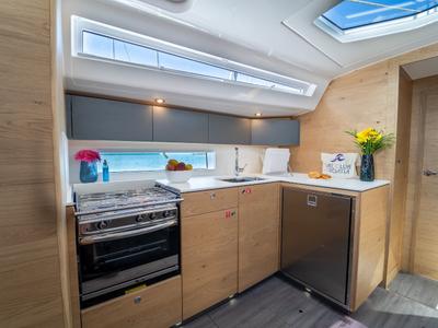 Galley of Skipper's Girl, a Elan Impression 45 sailboat at Grad Kaštela, Croatia