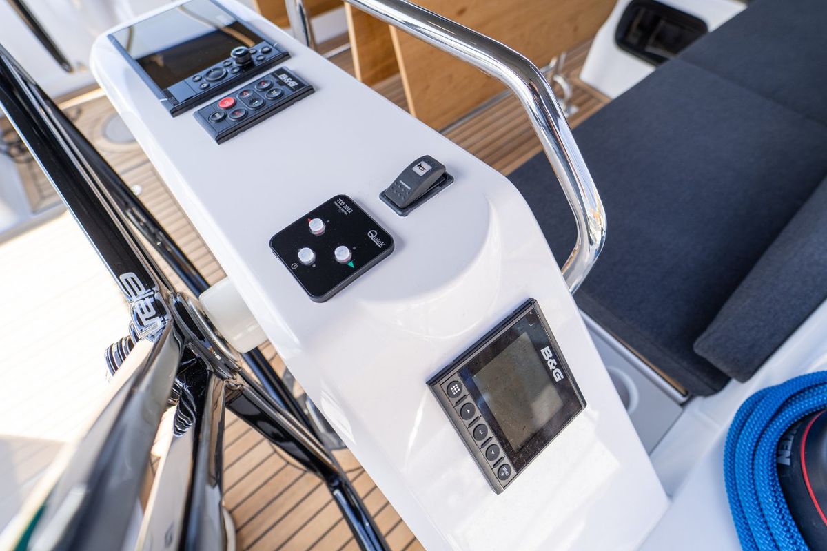 Cockpit of Skipper's Girl, a Elan Impression 45 sailboat at Grad Kaštela, Croatia