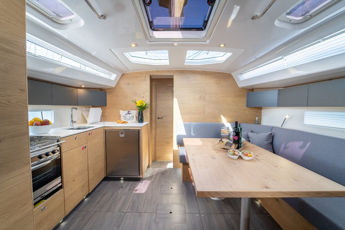 Salon of Skipper's Girl, a Elan Impression 45 sailboat at Grad Kaštela, Croatia
